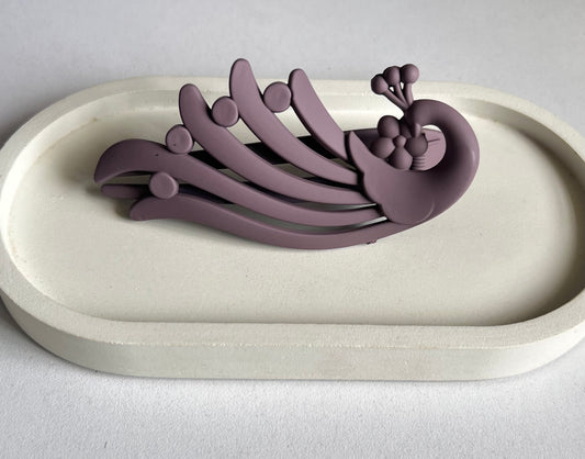 Peacock Elegance Hair Clip - Muted Purple