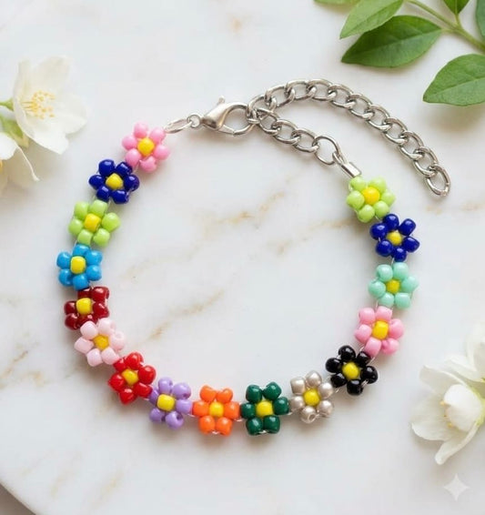 Blooming Vibes Beaded Flower Bracelet