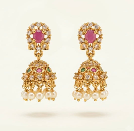 Grace In Every Dangle Mini AD Stone Mini Jumka Earrings
