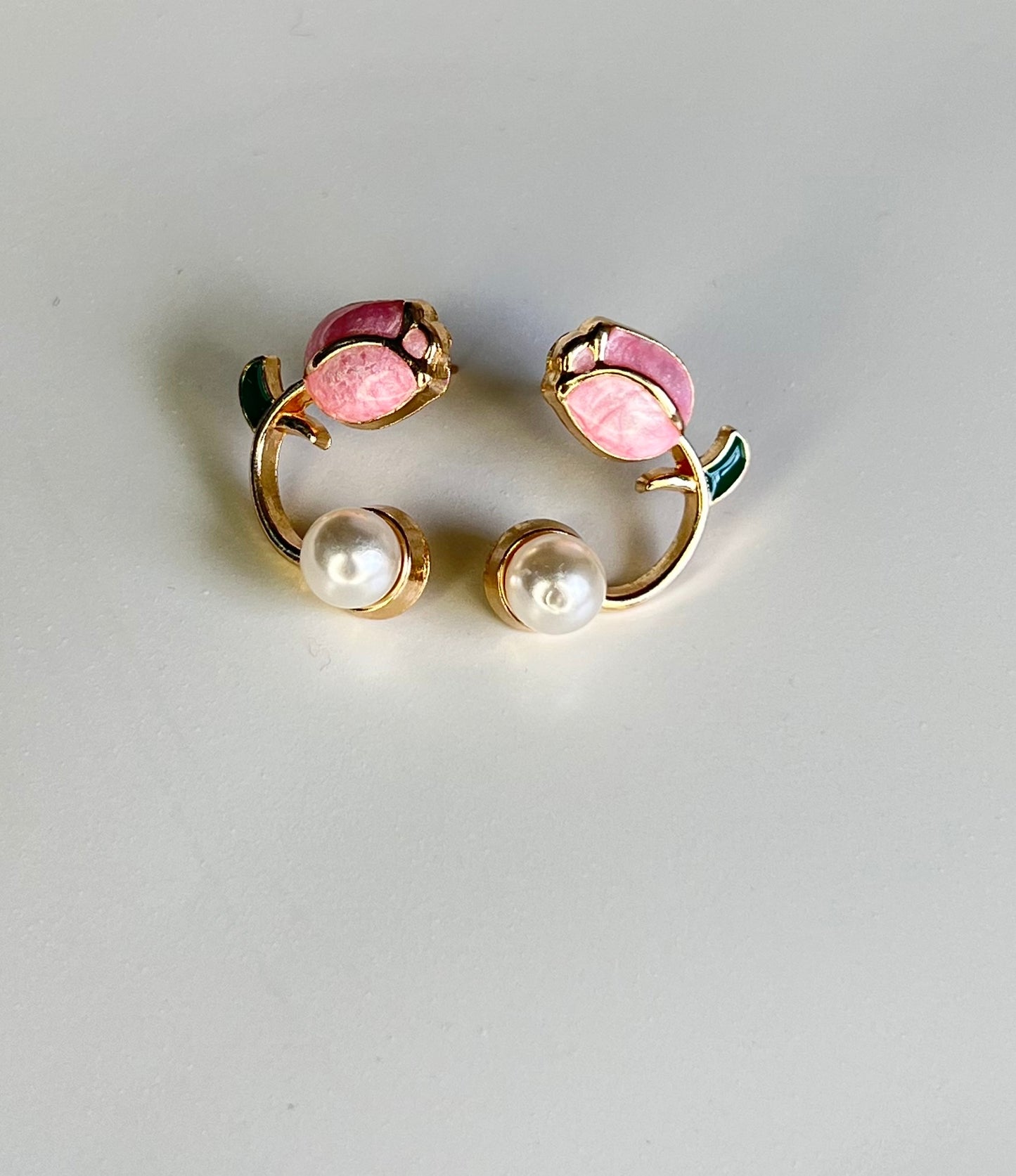 Cute Korean Style Tulip Flower Earrings -  Pink