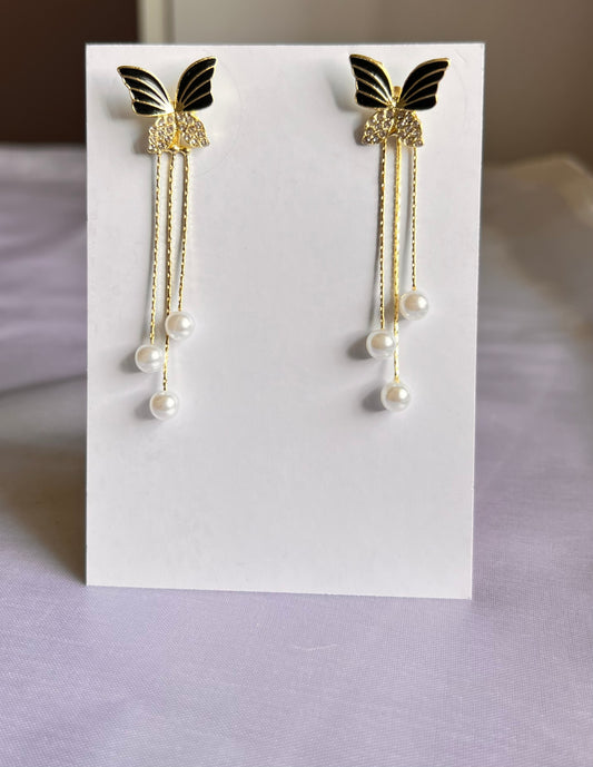 Korean Style Black Butterfly Earrings