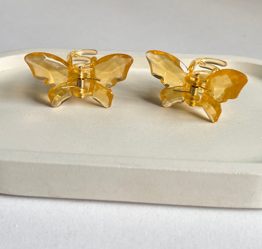 Twin Wings Mini Butterfly Hair Clips (2 Pieces) - Yellow