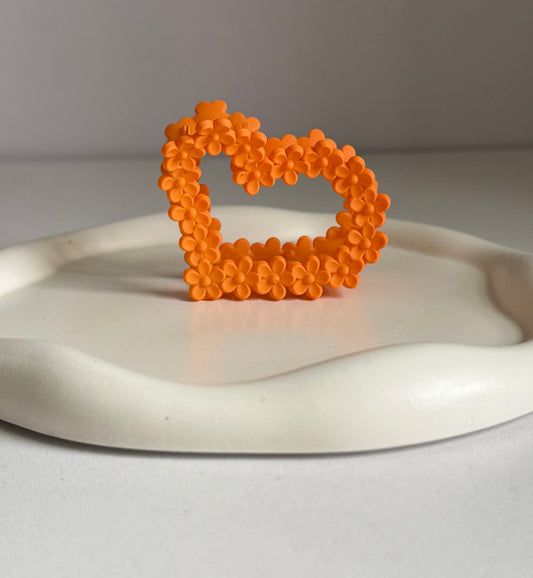 Flora Heart Claw Clip - Orange