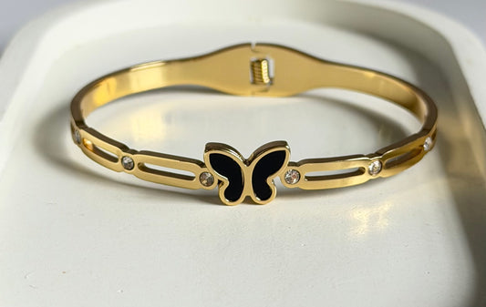 Midnight Butterfly Anti Tarnish Kada Bracelet - Regular Size