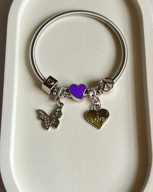 Fluttering Love Pandora Style Charm Bracelet
