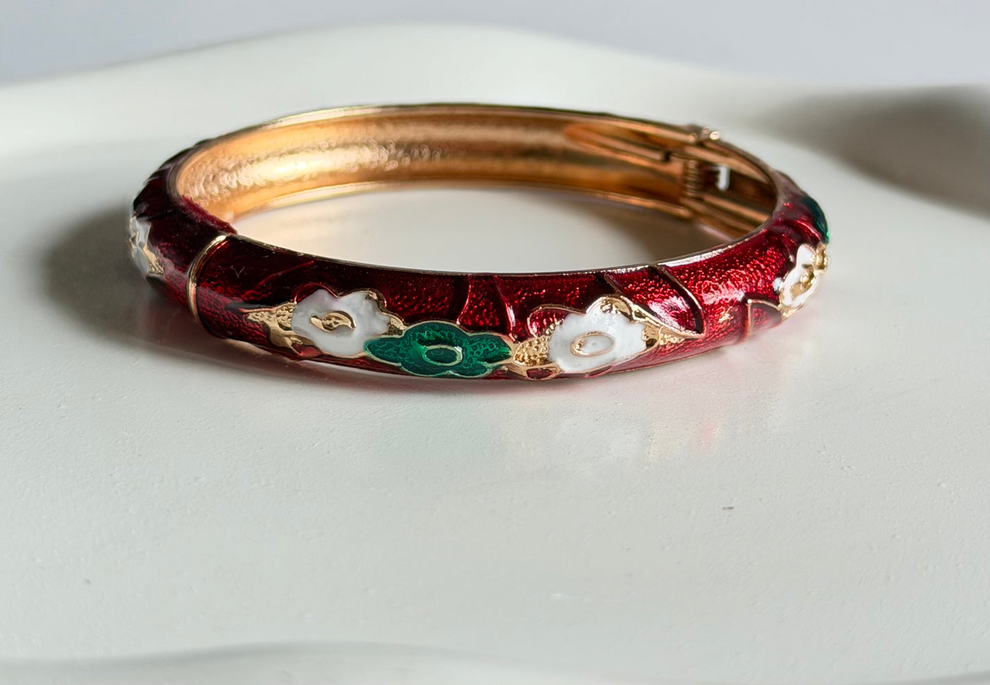 AuraCurve Enamel Bangle Bracelet -  Maroon