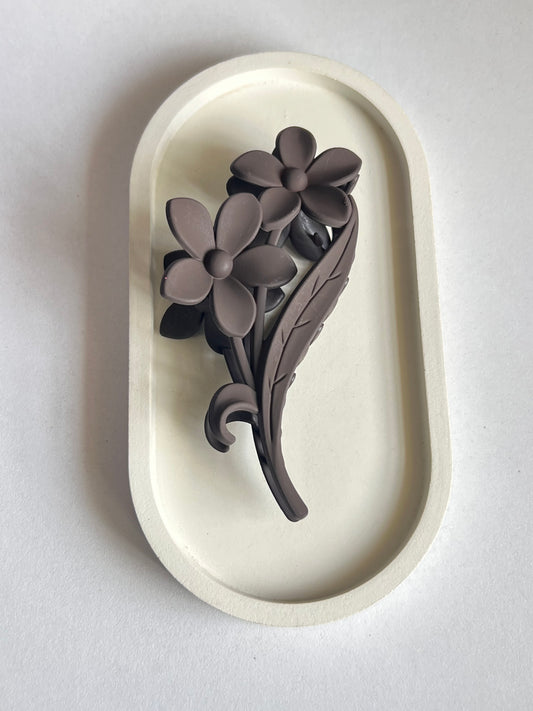 Floral Duo Hair Clip - Dark Brown