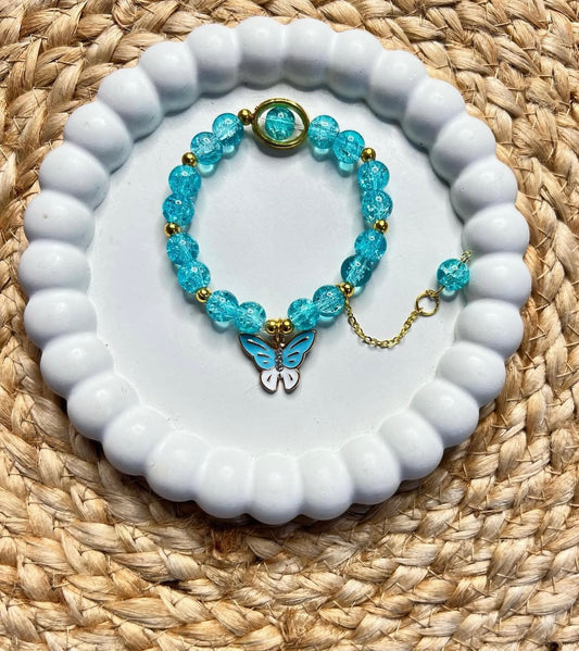 Korean Style Blue Shiny Butterfly Bracelet