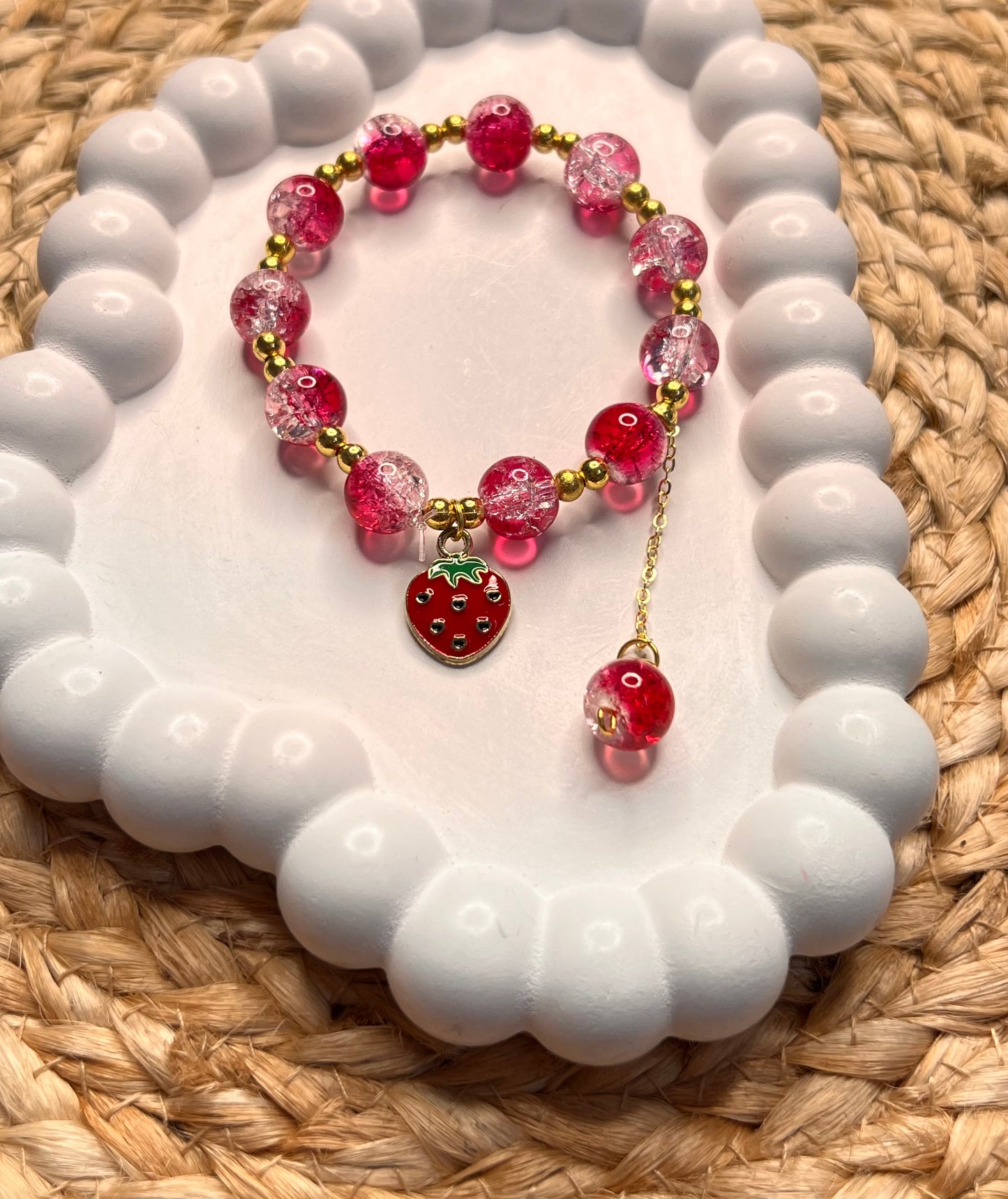 Korean Style Strawberry Beads Bracelet