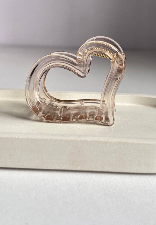 Glossy Heart Claw Clip - Light Brown