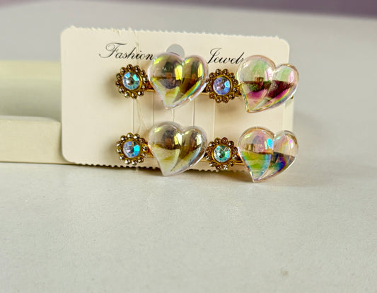 Korean Cute Peach Hair Clips Pack of 2 - White