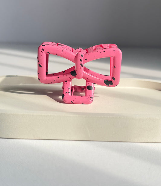 Sweet Polka Bow Claw Clip - Light Pink