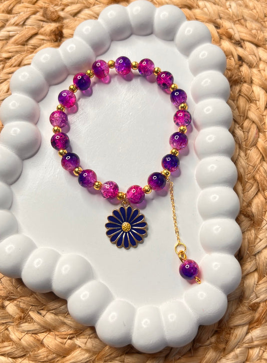 Korean Style Purplish Blue Daisy Flower Bracelet