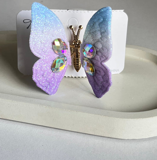 Violet Sky Fluttering Butterfly Hair Clip