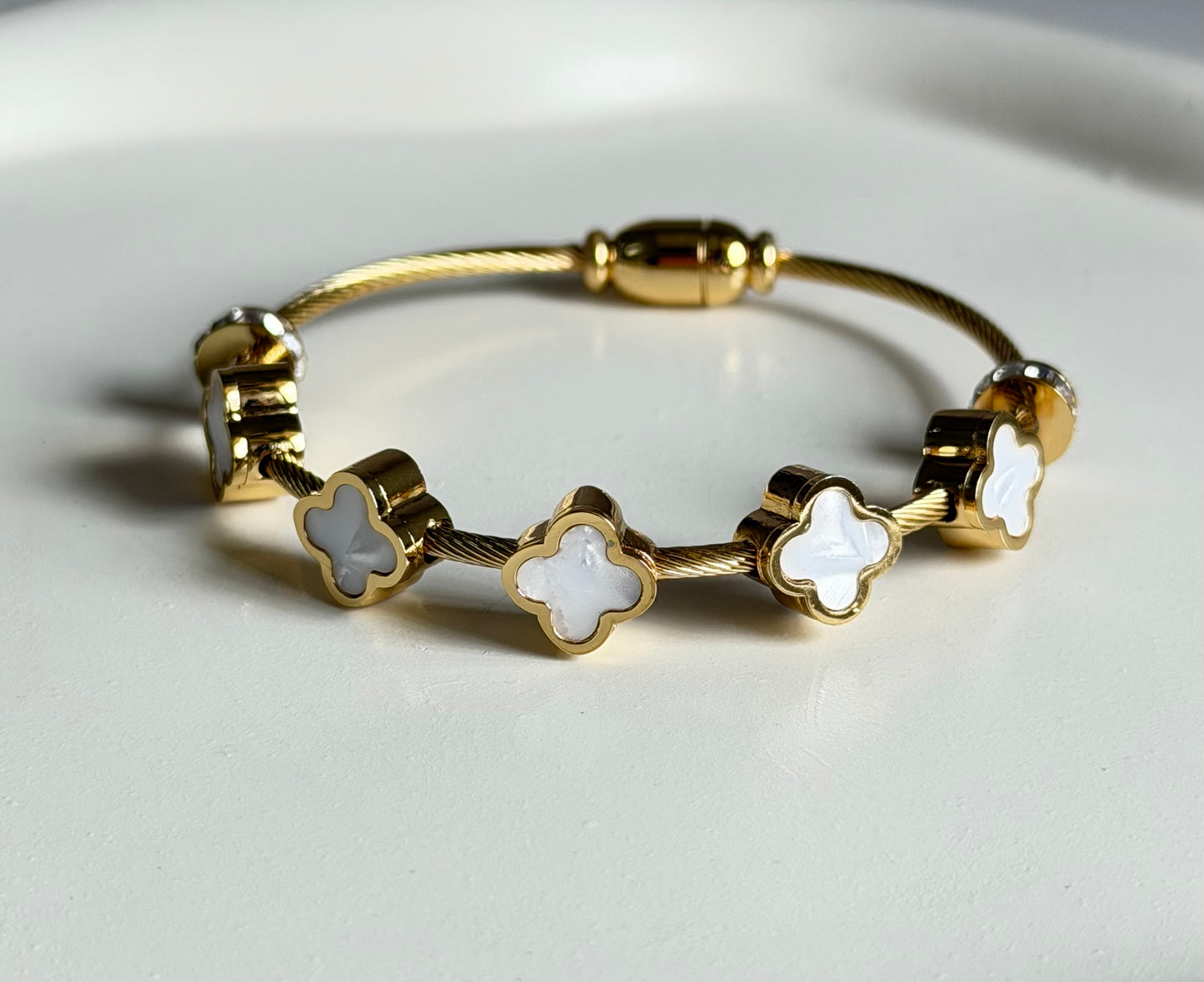 The Glided Clover Anti Tarnish Kada Bracelet - Baby Size