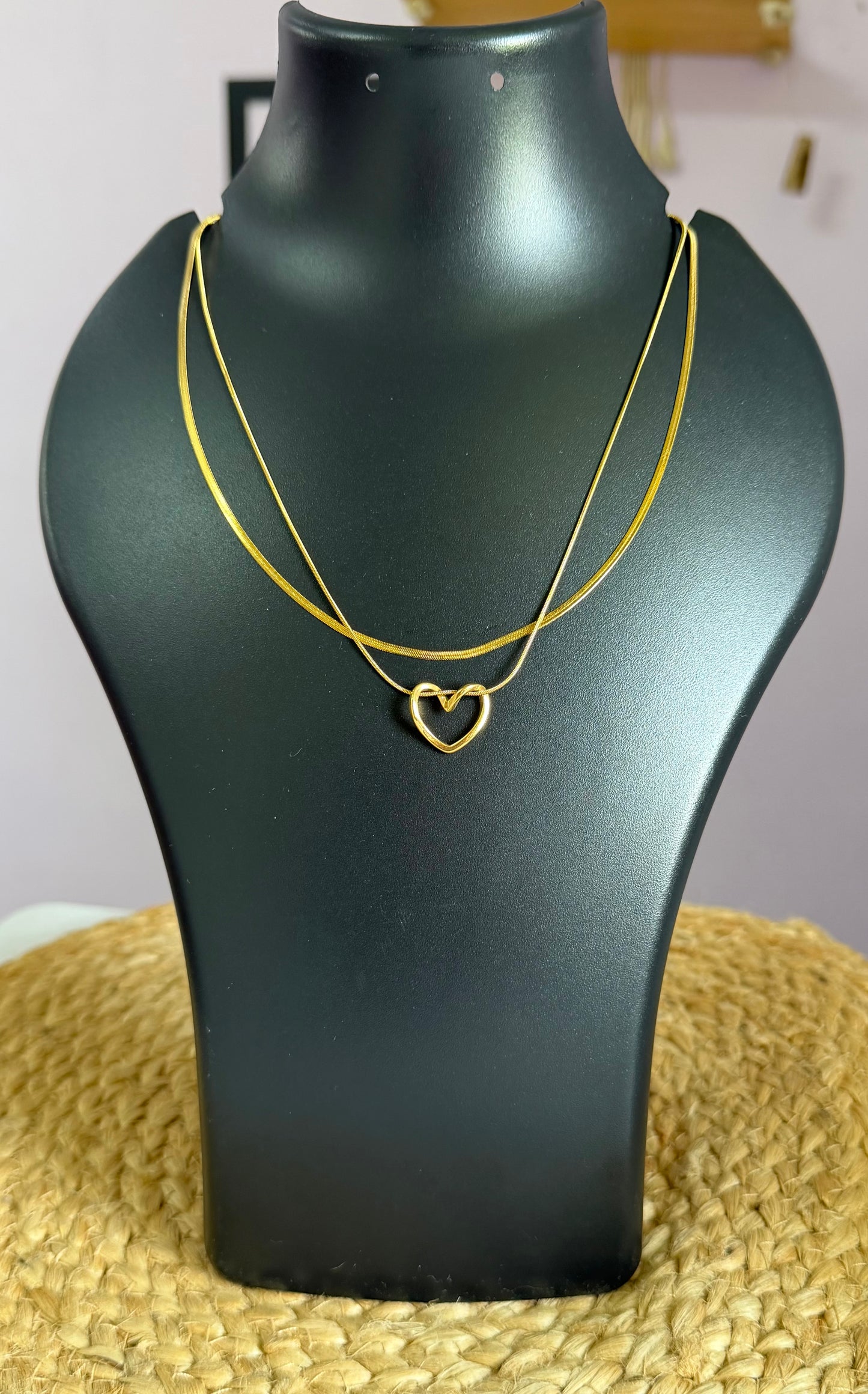 Classic Heart Anti Tarnish Double Layer Neck Chain