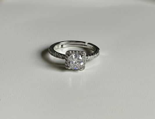 Timeless Square Crystal Anti Tarnish Adjustable Ring