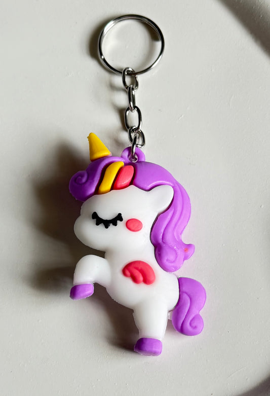 Kawaii Style Unicorn Keychain  - Purple