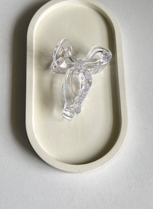 Glossy Bow Claw Clip - Clear White