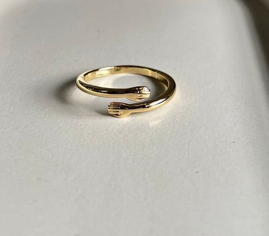 Forever Hug - Gold Adjustable Finger Ring