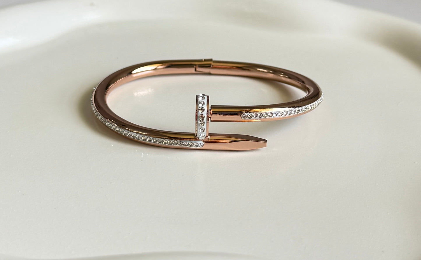 Trendy Tarnish Free Rose Gold Luxe Nail Bracelet - Baby Size ( Lean Wrist Fit)