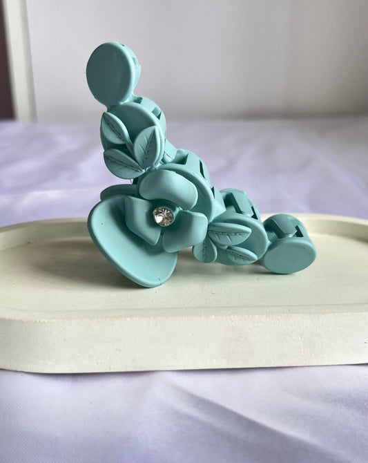 Floral Whisper Claw Clip - Light Teel