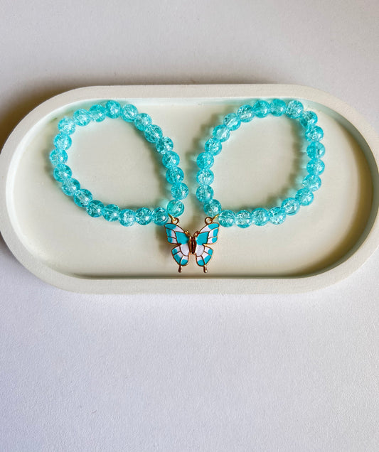 Twin Wings - Blue Magnetic Butterfly- BFF / Couple Bracelet