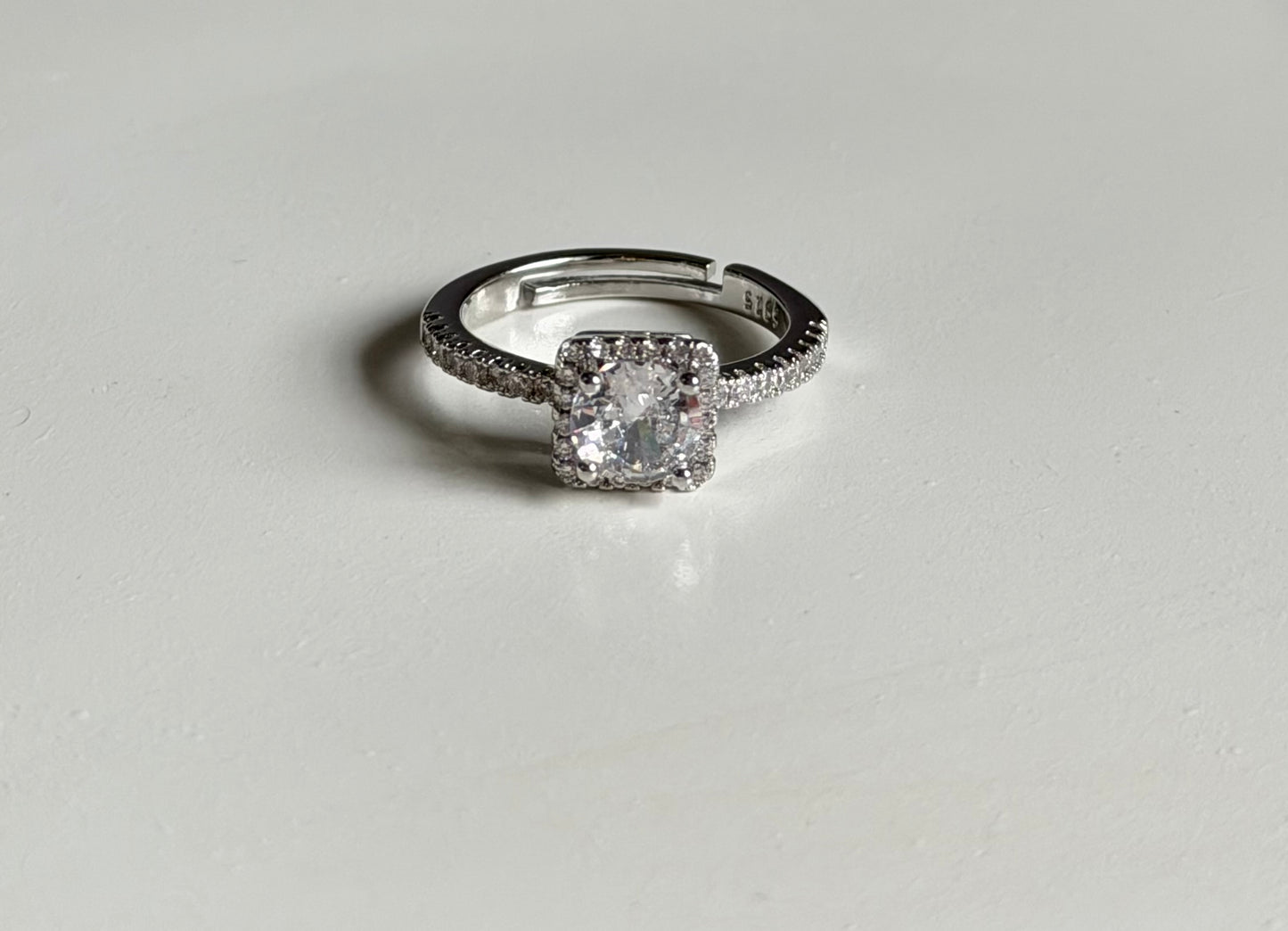 Timeless Square Crystal Anti Tarnish Adjustable Ring