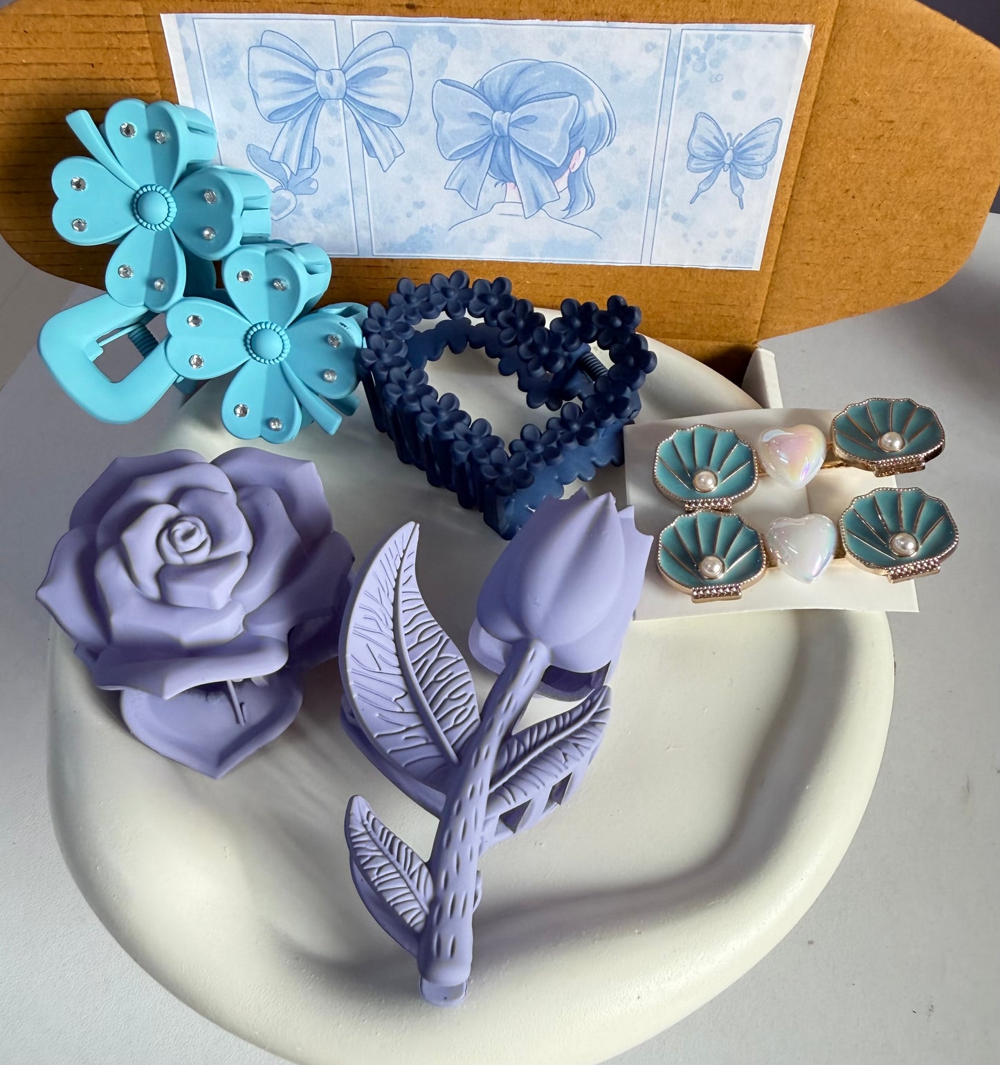 Blue Blossom Hair Set