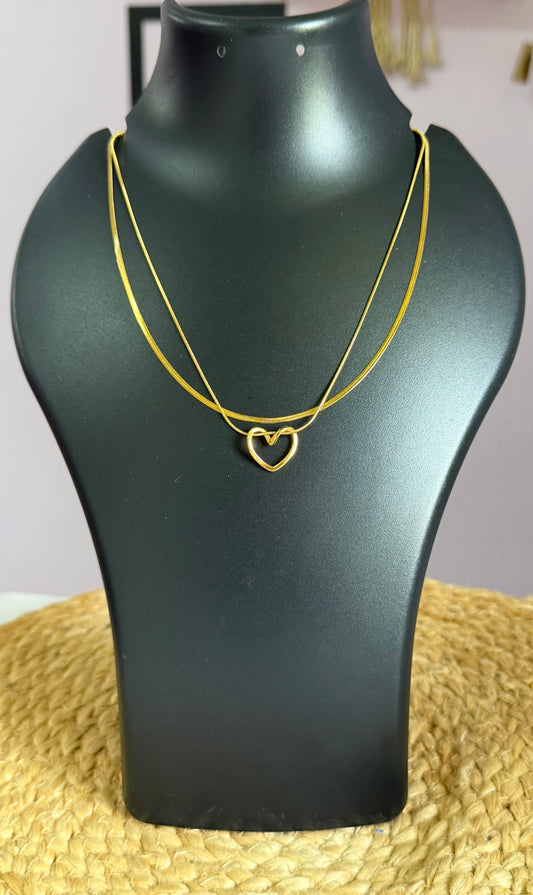 Classic Heart Anti Tarnish Double Layer Neck Chain