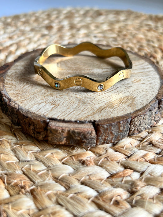 Forever Gleam Swirly Kada Bracelet - Gold