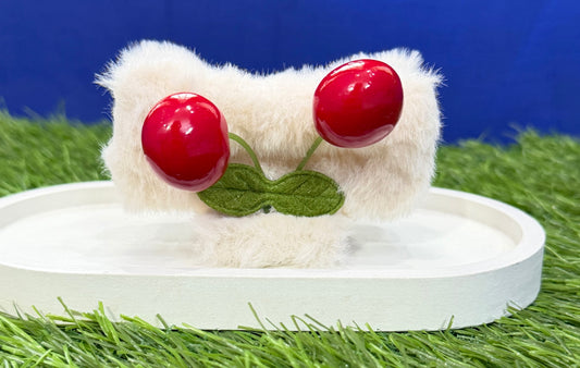 Soft Girl Aesthetic Cherry Claw Clip - Light Beige
