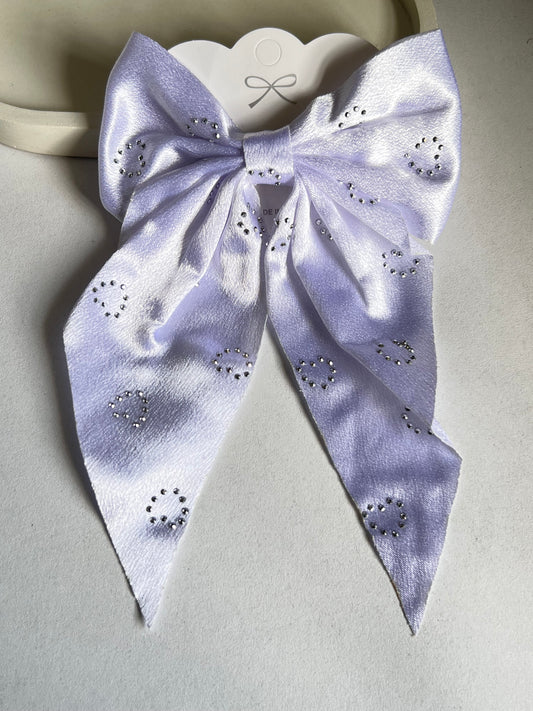 Celestial Satin Bow Hair Clip - Light Blue
