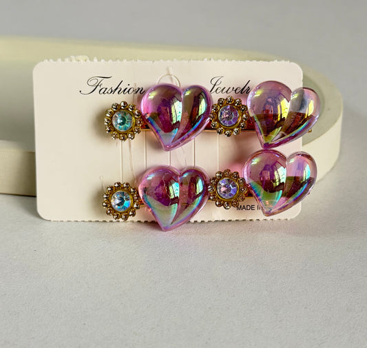 Korean Cute Peach Hair Clips Pack of 2  - Purple