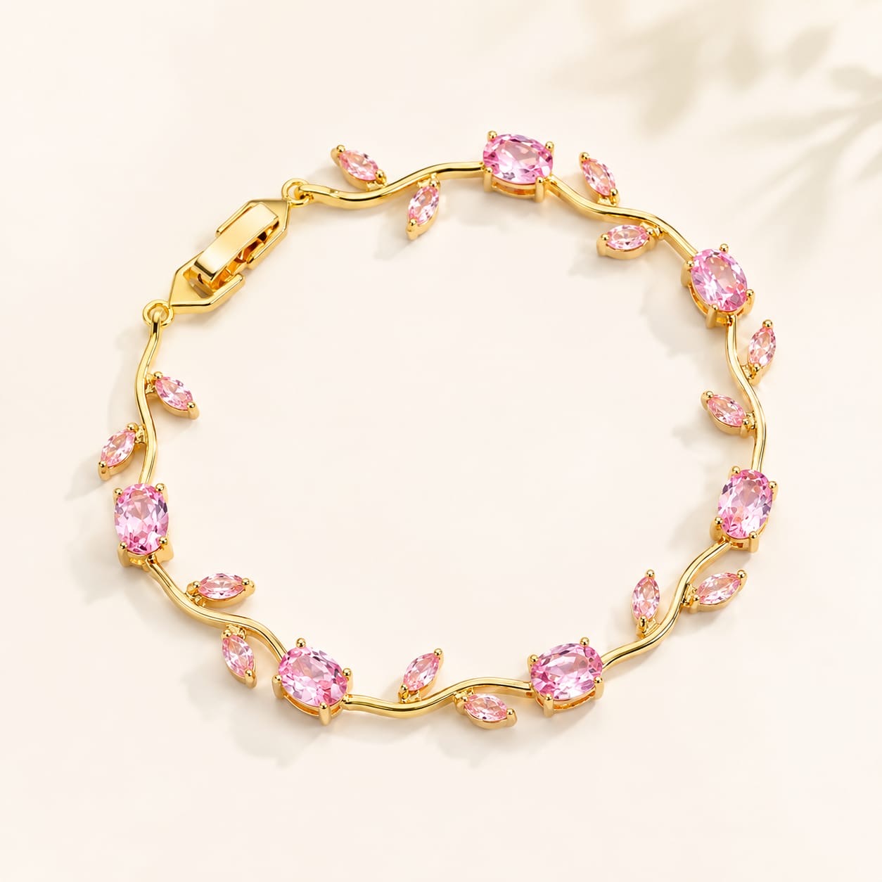 Tulip Elegance Anti-Tarnish Chain Bracelet -  Pink