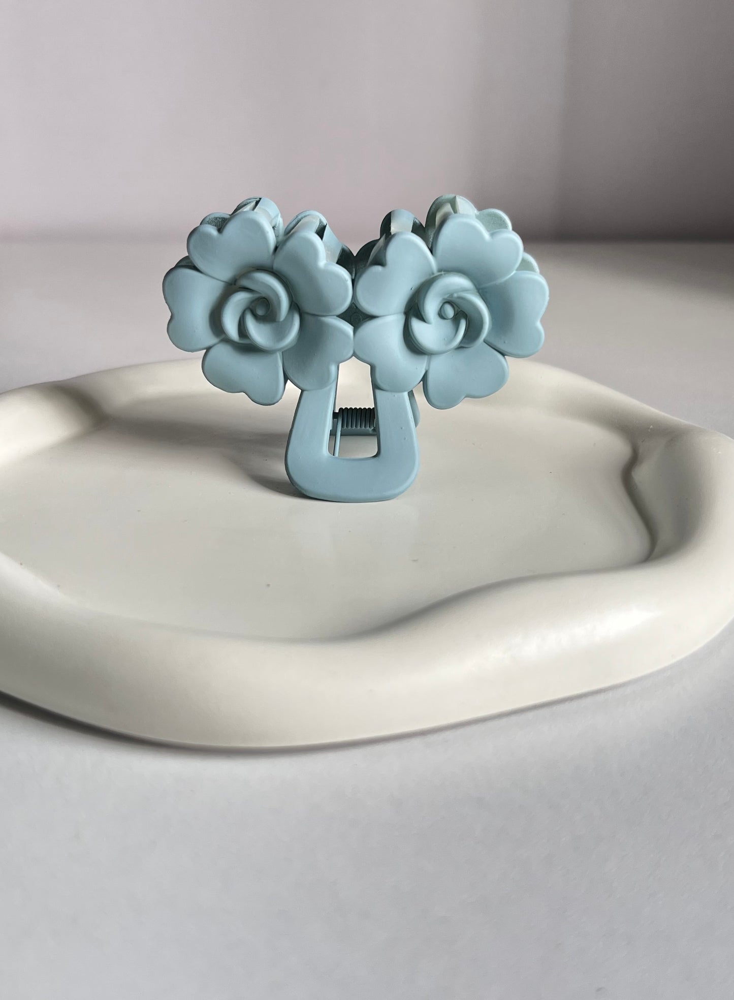 Duo Blossom Claw Clip -Teal Blue