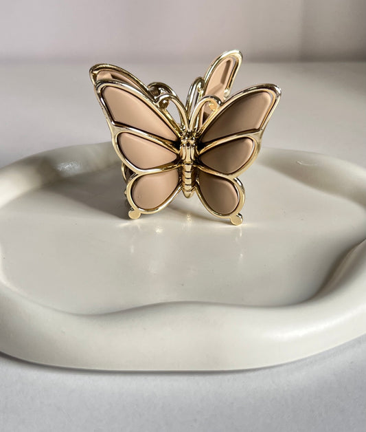Luxe Flutter Butterfly Claw Clip - Beige