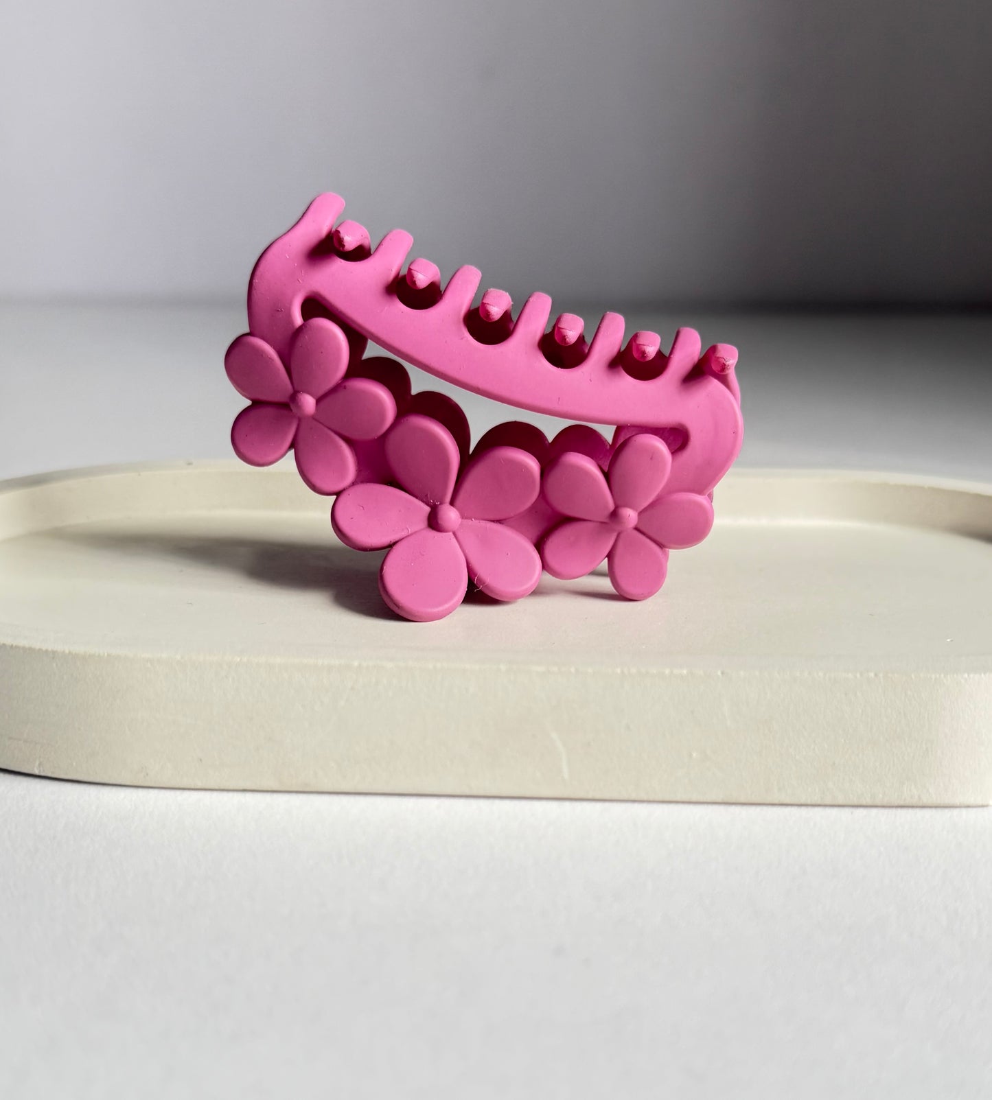 Triple Bloom Claw Clip - Mauve Pink