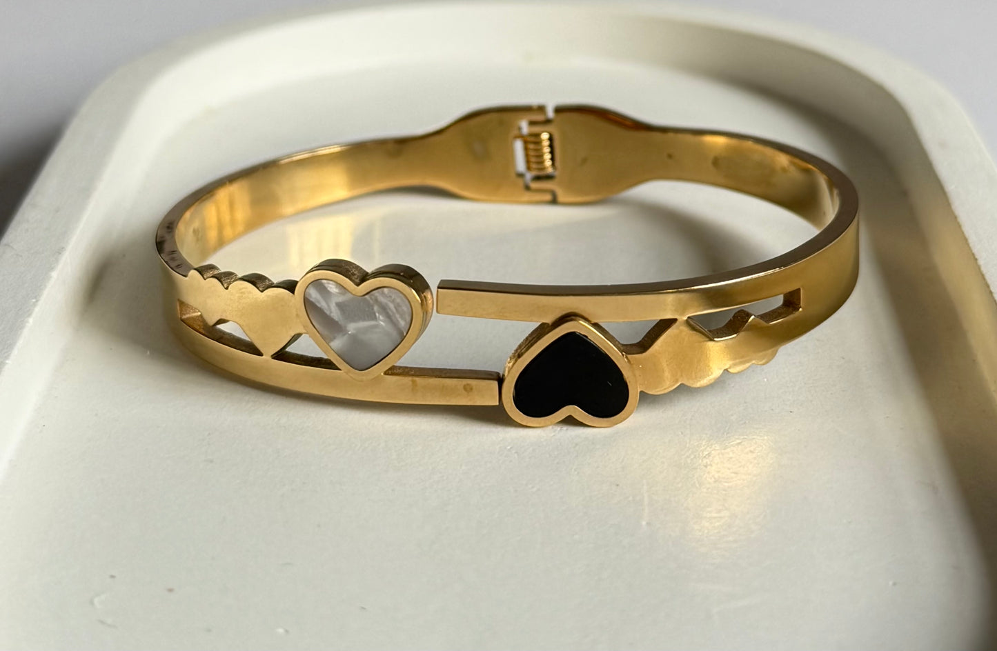 The Monochrome Hearts Anti Tarnish Kada Bracelet - Regular Size