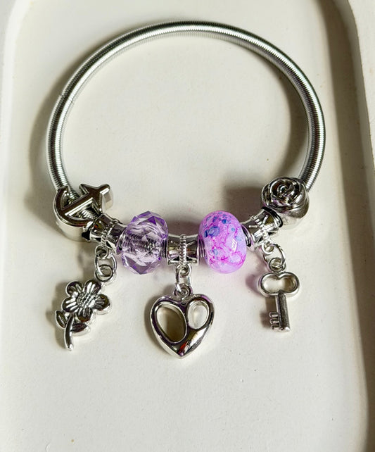 A Touch Of Violet Pandora Style Charm Bracelet