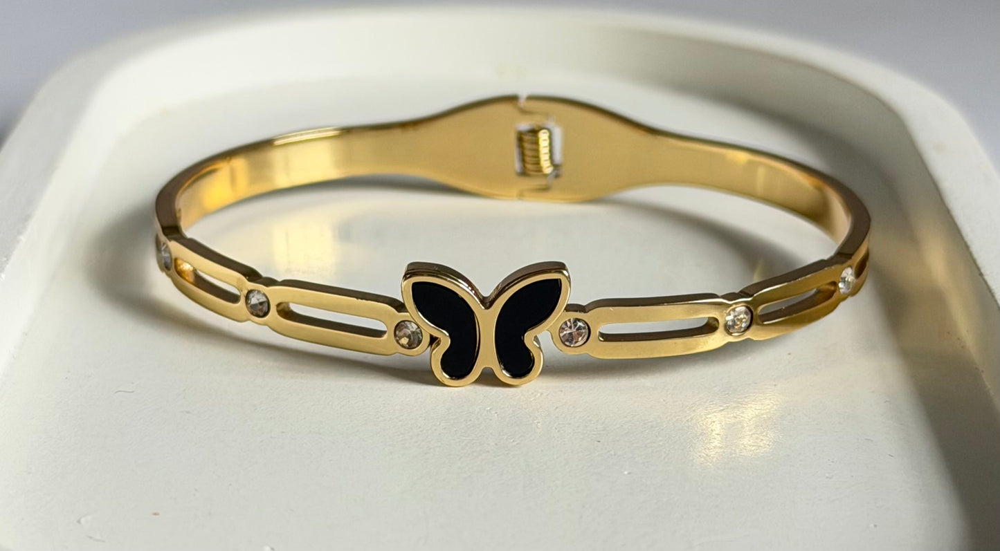 Midnight Butterfly Anti Tarnish Kada Bracelet - Regular Size