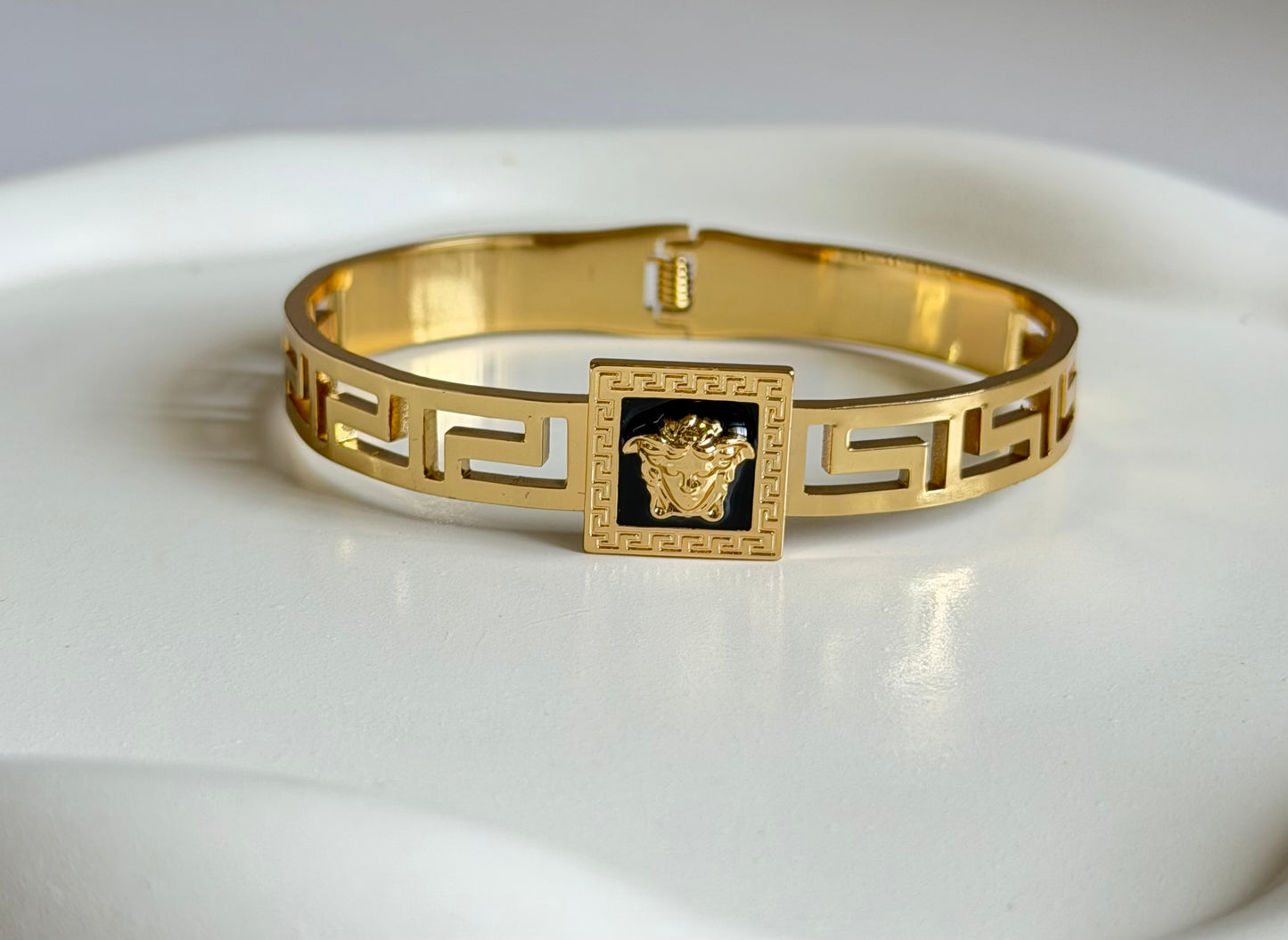 Iconic Medusa Square Anti Tarnish Kada Bracelet - Regular Size