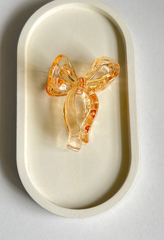 Glossy Bow Claw Clip - Beige