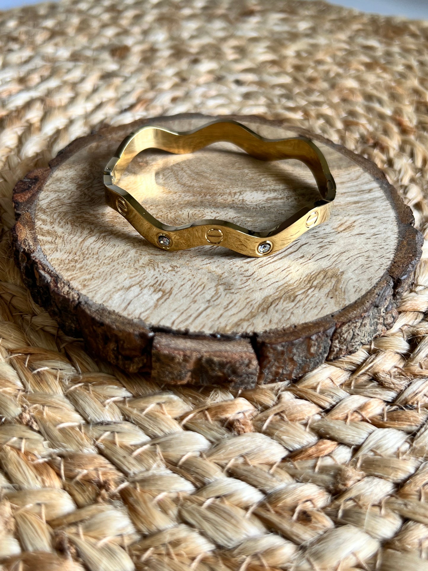 Forever Gleam Swirly Kada Bracelet - Gold