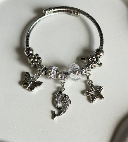 Twilight Sea & Sky Adjustable Pandora Style Charm Bracelet