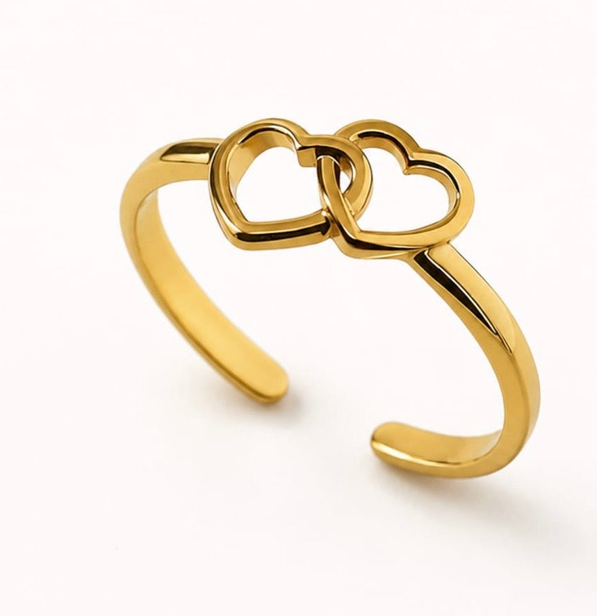 Sweetheart Duo Adjustable Anti-Tarnish Ring