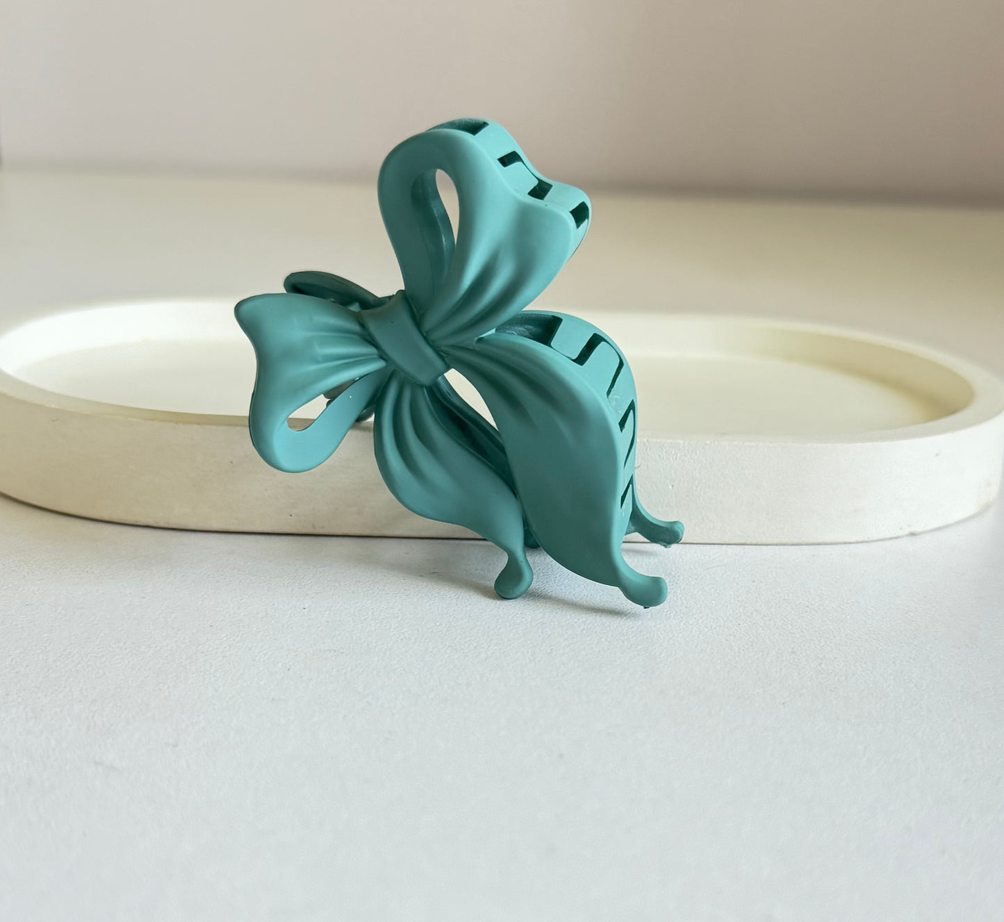 Sweetheart Bow Medium Size Claw Clip - Teal