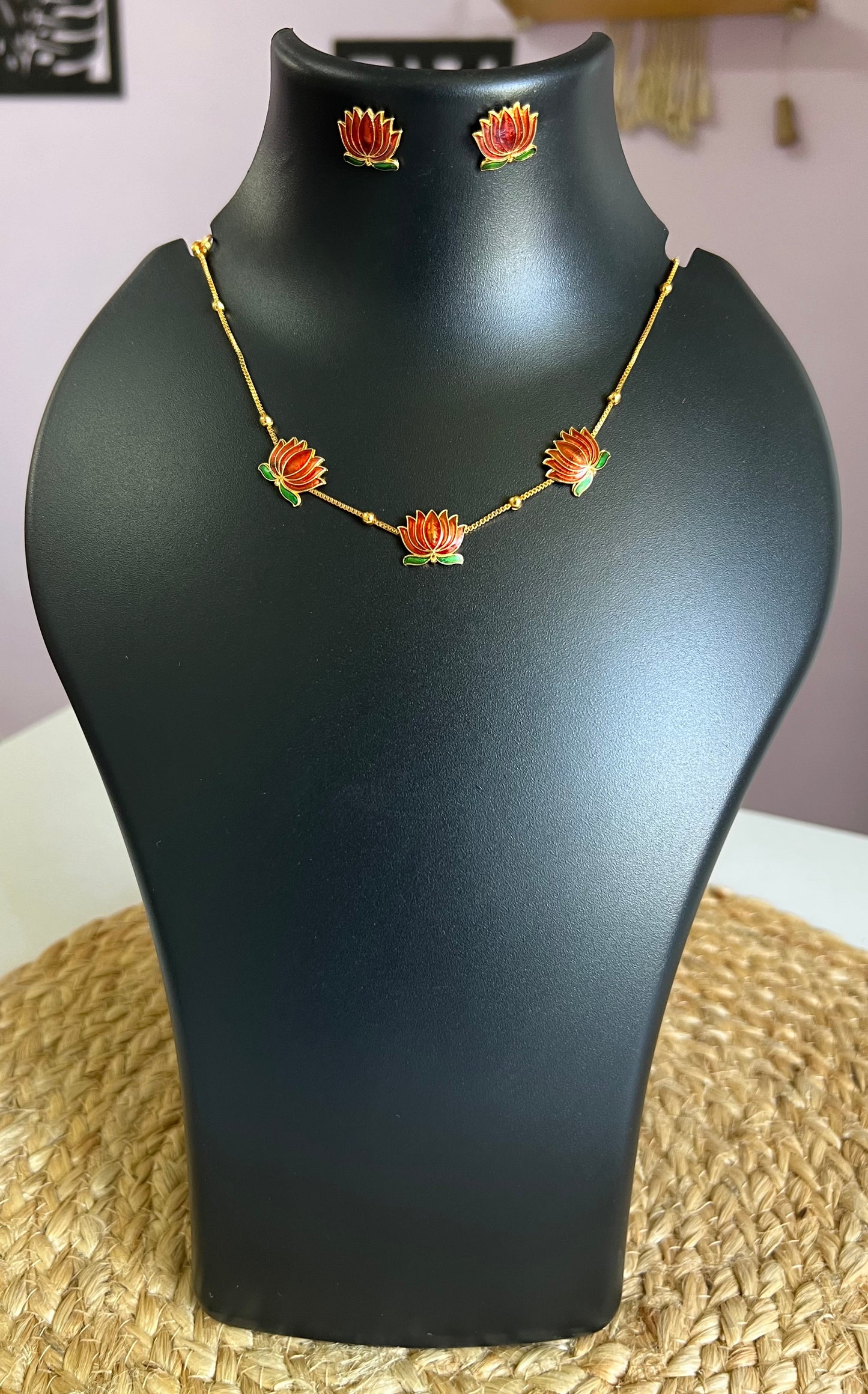 Lotus Elegance Choker Set - Copper