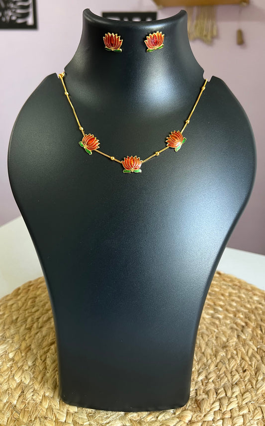 Lotus Elegance Choker Set - Copper