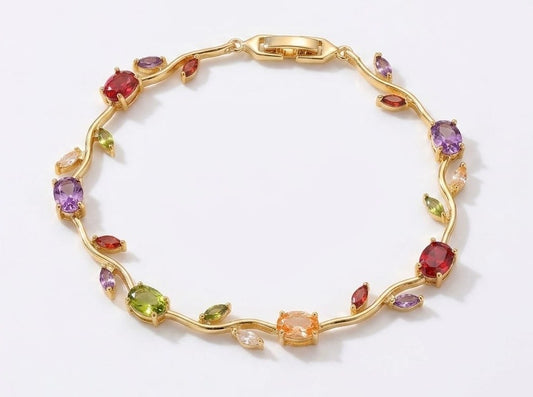 Tulip Elegance Anti-Tarnish Chain Bracelet - Multicolour